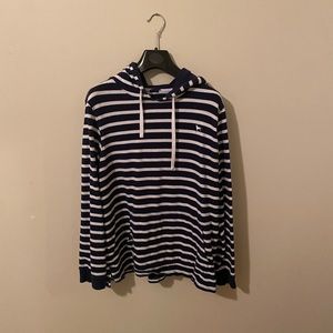 Navy Blue and White Striped Hoodie